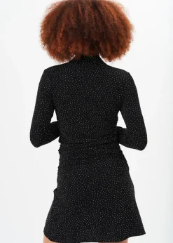 Gini London Black High Neck Stud Hot Fix Stretchy Mini Dress