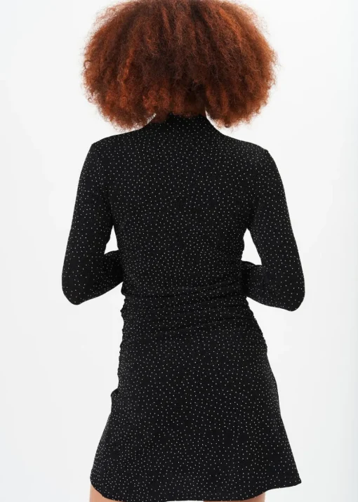 Gini London Black High Neck Stud Hot Fix Stretchy Mini Dress