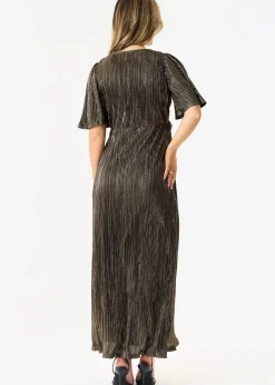 Gini London  Black Occassion Metallic Plisse Dress
