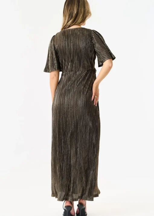 Gini London  Black Occassion Metallic Plisse Dress