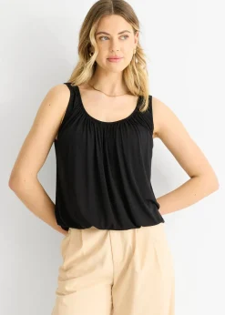 Gini London Black Round Neck Oversized Sleeveless Top