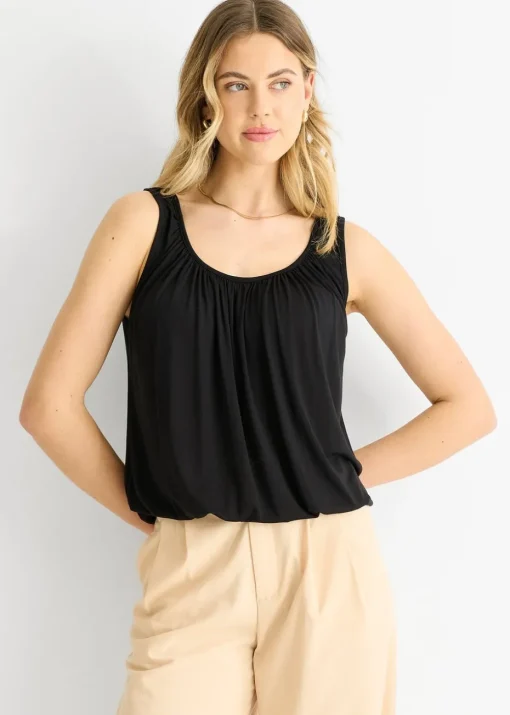 Gini London Black Round Neck Oversized Sleeveless Top