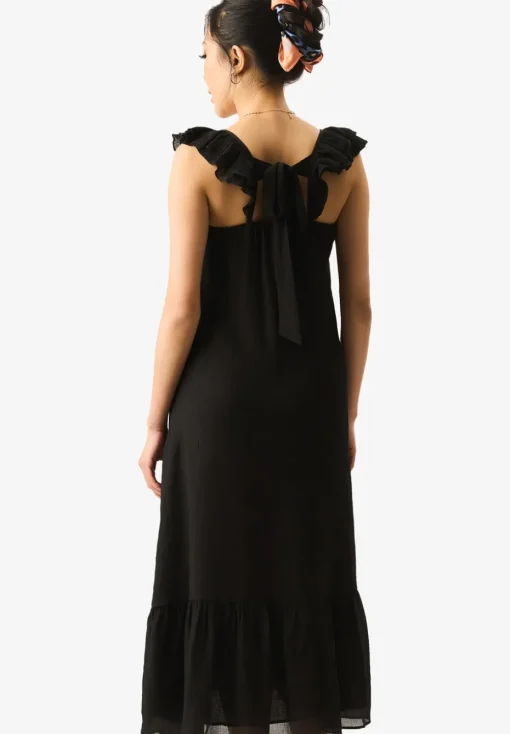 Gini London Black Ruffle Short Sleeve Maxi Dress