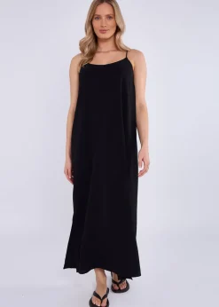 Gini London Black Strappy Cross Back Airflow Oversized dress