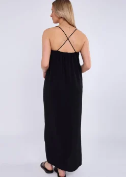 Gini London Black Strappy Cross Back Airflow Oversized dress