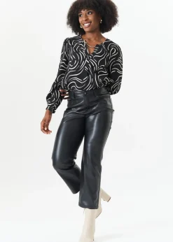 Gini London Black Stripe Woven Top