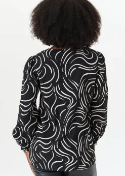 Gini London Black Stripe Woven Top