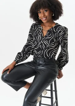 Gini London Black Stripe Woven Top