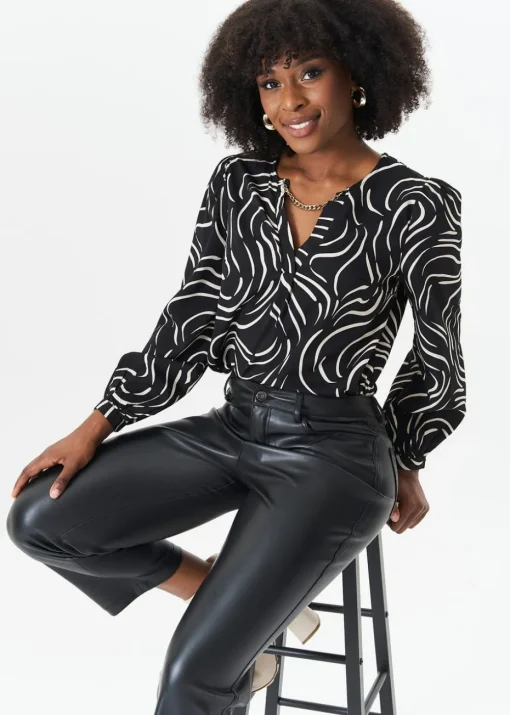 Gini London Black Stripe Woven Top