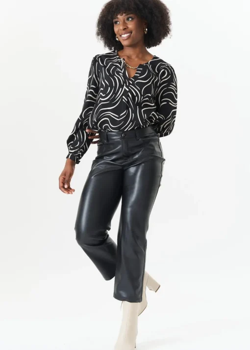 Gini London Black Stripe Woven Top