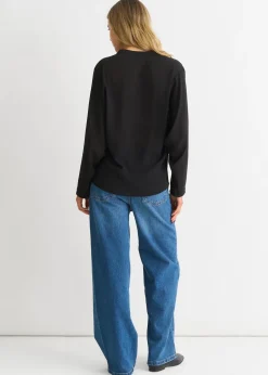 Gini London Black Textured Chiffon Oversized Blouse