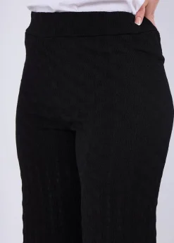 Gini London Black Textured Elasticated Waist Flared Trousers