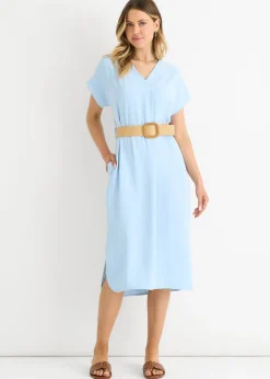 Gini London Blue Air Flow Belted Oversized Dress