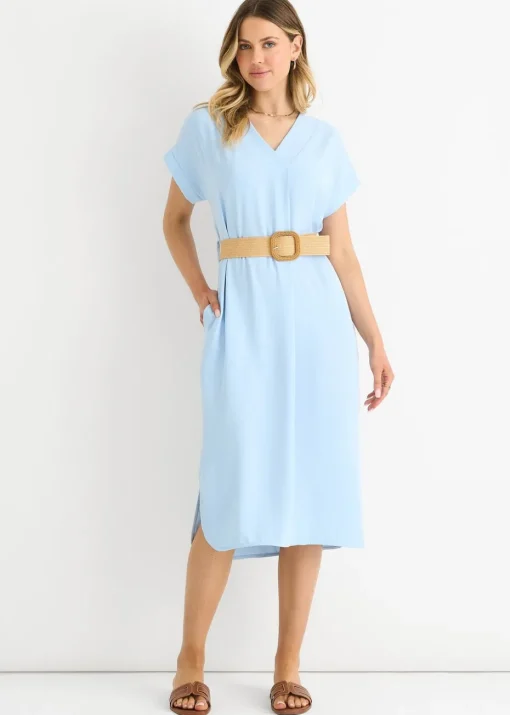 Gini London Blue Air Flow Belted Oversized Dress