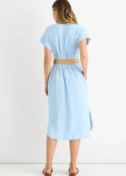 Gini London Blue Air Flow Belted Oversized Dress