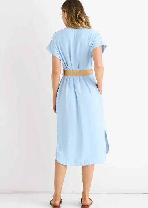 Gini London Blue Air Flow Belted Oversized Dress