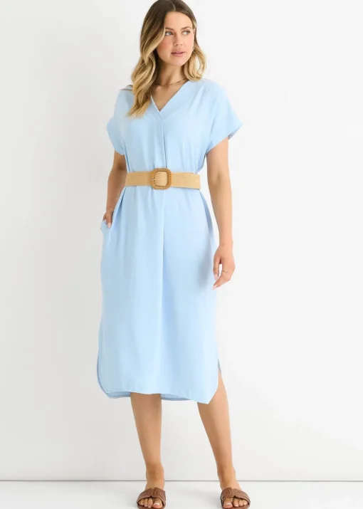 Gini London Blue Air Flow Belted Oversized Dress