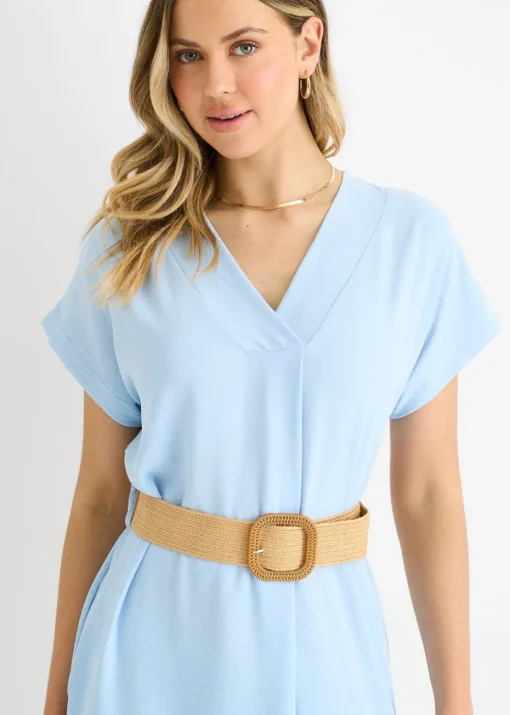 Gini London Blue Air Flow Belted Oversized Dress