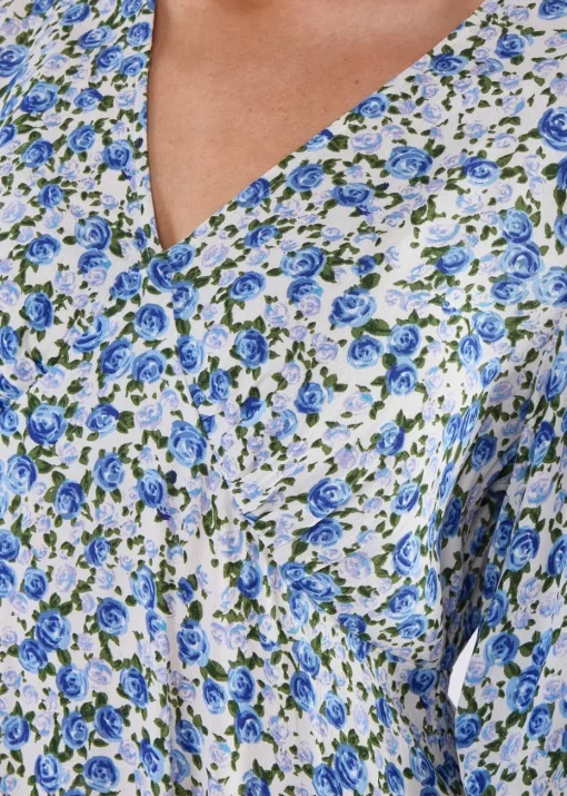 Gini London Blue Floral Print Viscose Midi Dress