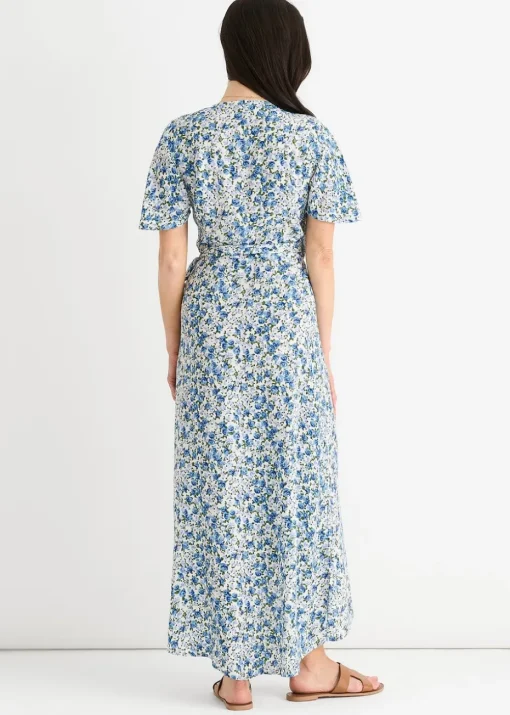 Gini London Blue Floral Wrap Midi Dress