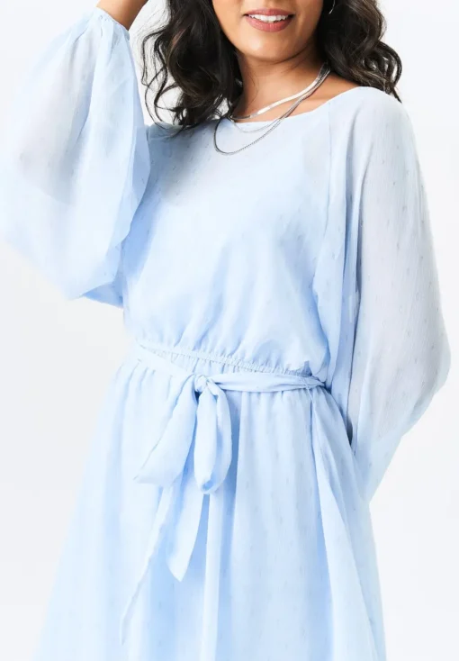 Gini London Blue Long Sleeve Chiffon Foil Mini Dress