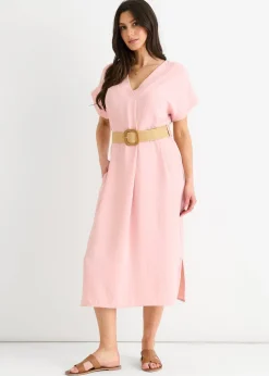 Gini London Blush Pink Air Flow Belted Oversized Dress