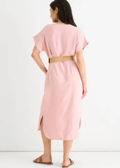 Gini London Blush Pink Air Flow Belted Oversized Dress