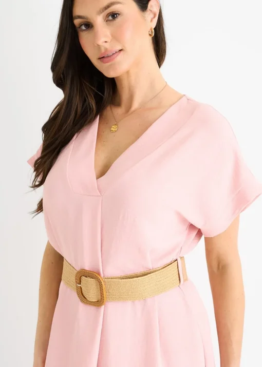 Gini London Blush Pink Air Flow Belted Oversized Dress