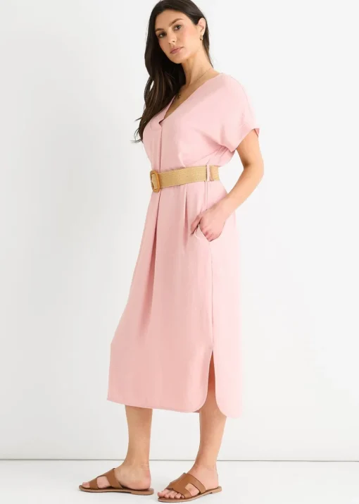 Gini London Blush Pink Air Flow Belted Oversized Dress