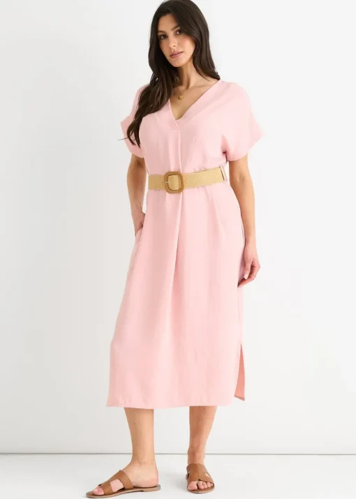 Gini London Blush Pink Air Flow Belted Oversized Dress
