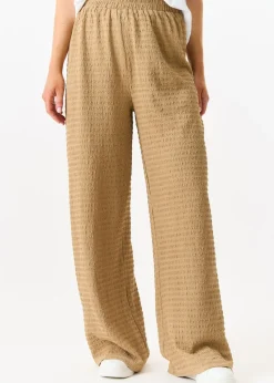 Gini London Camel Textured Elastic Waist Pull On Trousers