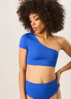 Gini London Cobalt Blue One shoulder Bikini Top