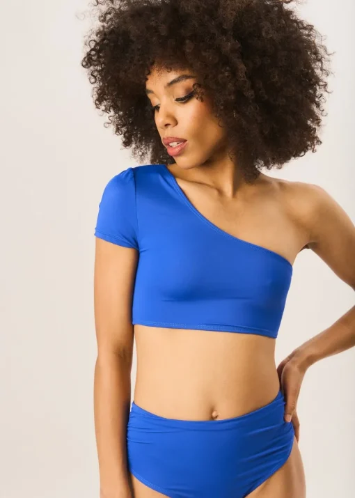 Gini London Cobalt Blue One shoulder Bikini Top