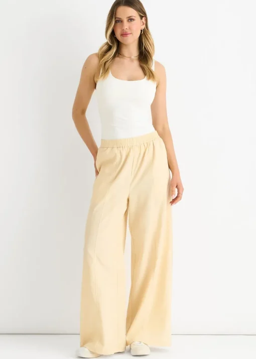 Gini London Cream Elasticated Waist Trousers