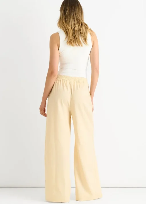 Gini London Cream Elasticated Waist Trousers
