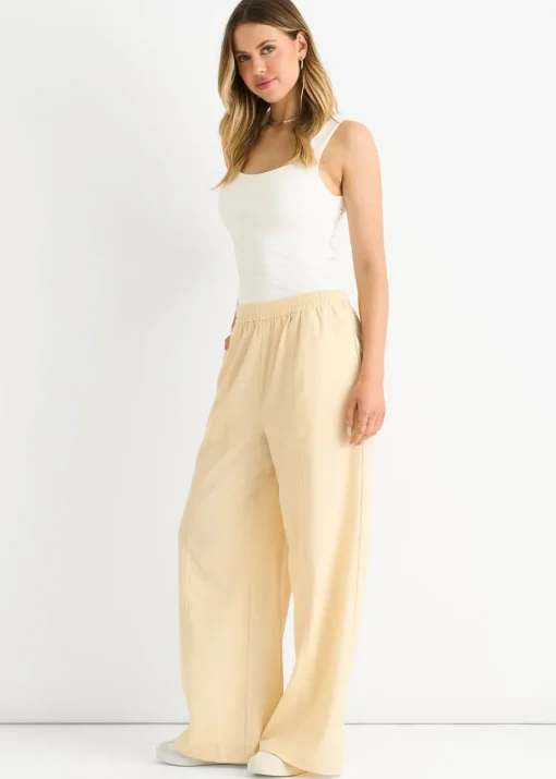 Gini London Cream Elasticated Waist Trousers