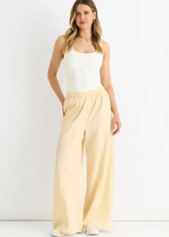 Gini London Cream Elasticated Waist Trousers