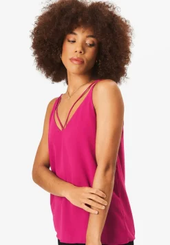 Gini London Fuchsia Plain Strappy Cami Top