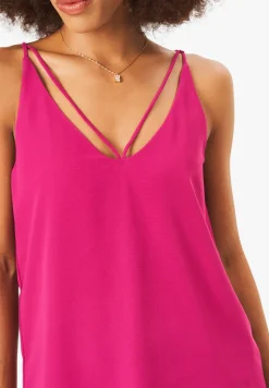 Gini London Fuchsia Plain Strappy Cami Top