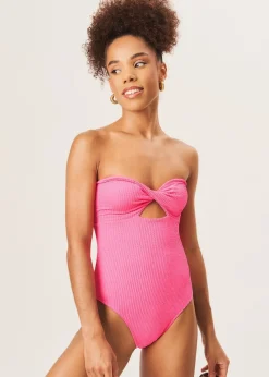 Gini London Fuchsia Twist Front Textured Swimsuit