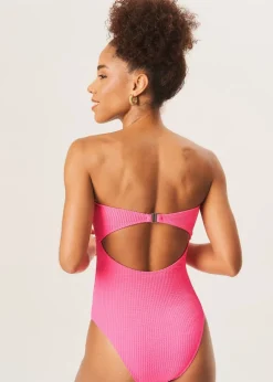 Gini London Fuchsia Twist Front Textured Swimsuit