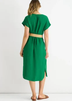 Gini London Green Air Flow Belted Oversized Dress