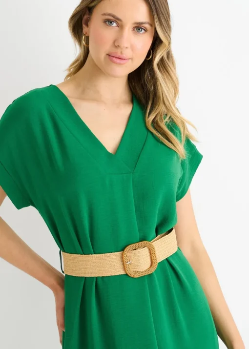 Gini London Green Air Flow Belted Oversized Dress