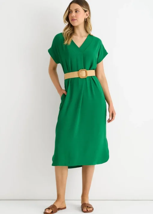 Gini London Green Air Flow Belted Oversized Dress