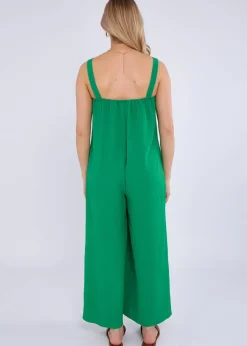 Gini London Green Air Flow Strappy Wide Leg Jumpsuit