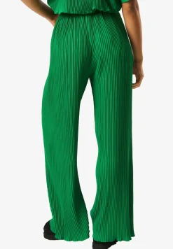 Gini London Green Plisse Loungewear Wide Leg Trousers