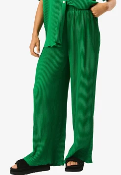 Gini London Green Plisse Loungewear Wide Leg Trousers