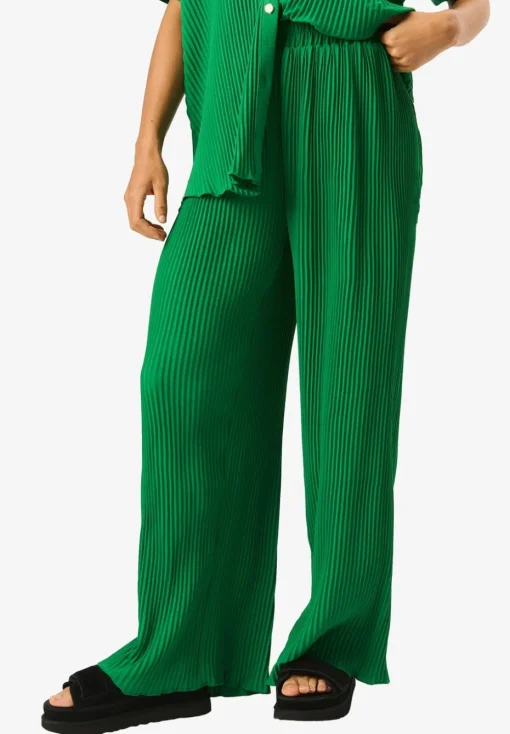 Gini London Green Plisse Loungewear Wide Leg Trousers