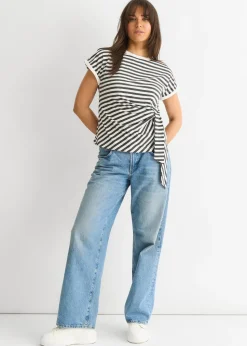 Gini London Grey Stretch Stripe Top