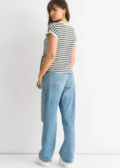 Gini London Grey Stretch Stripe Top